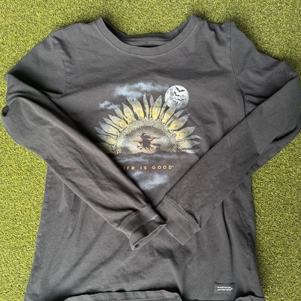Life-is-good Men's Black and Grey Shirt